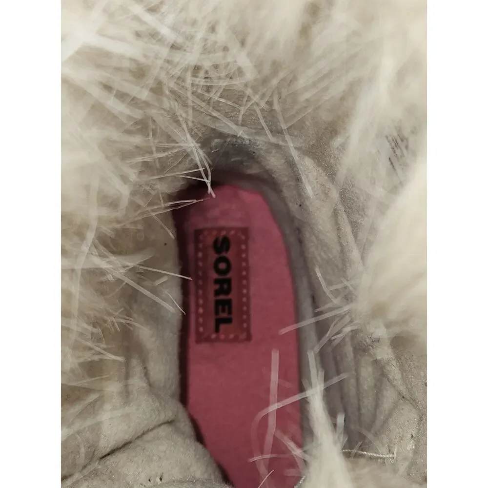 Sorel Tofino II Snow Boots YOUTH Size 6 Pink Gray Waterproof Fleece Fur Trim